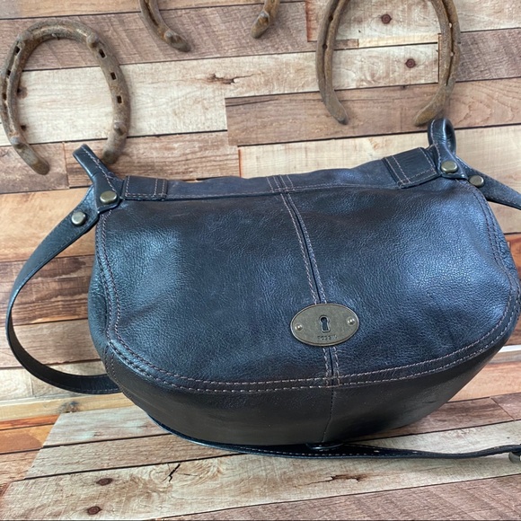 FOSSIL vintage timeless saddle bag in black Patina - Picture 12 of 14